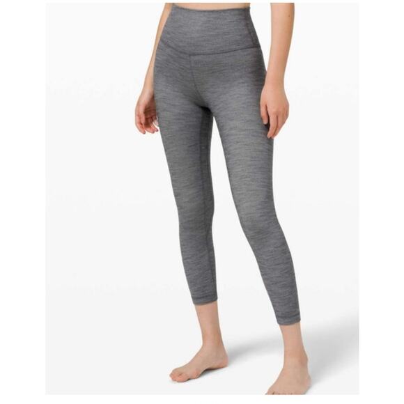Lululemon Align Crop 21" Mini Heathered Herringbone Legging Crop Gray 2 - Picture 1 of 8